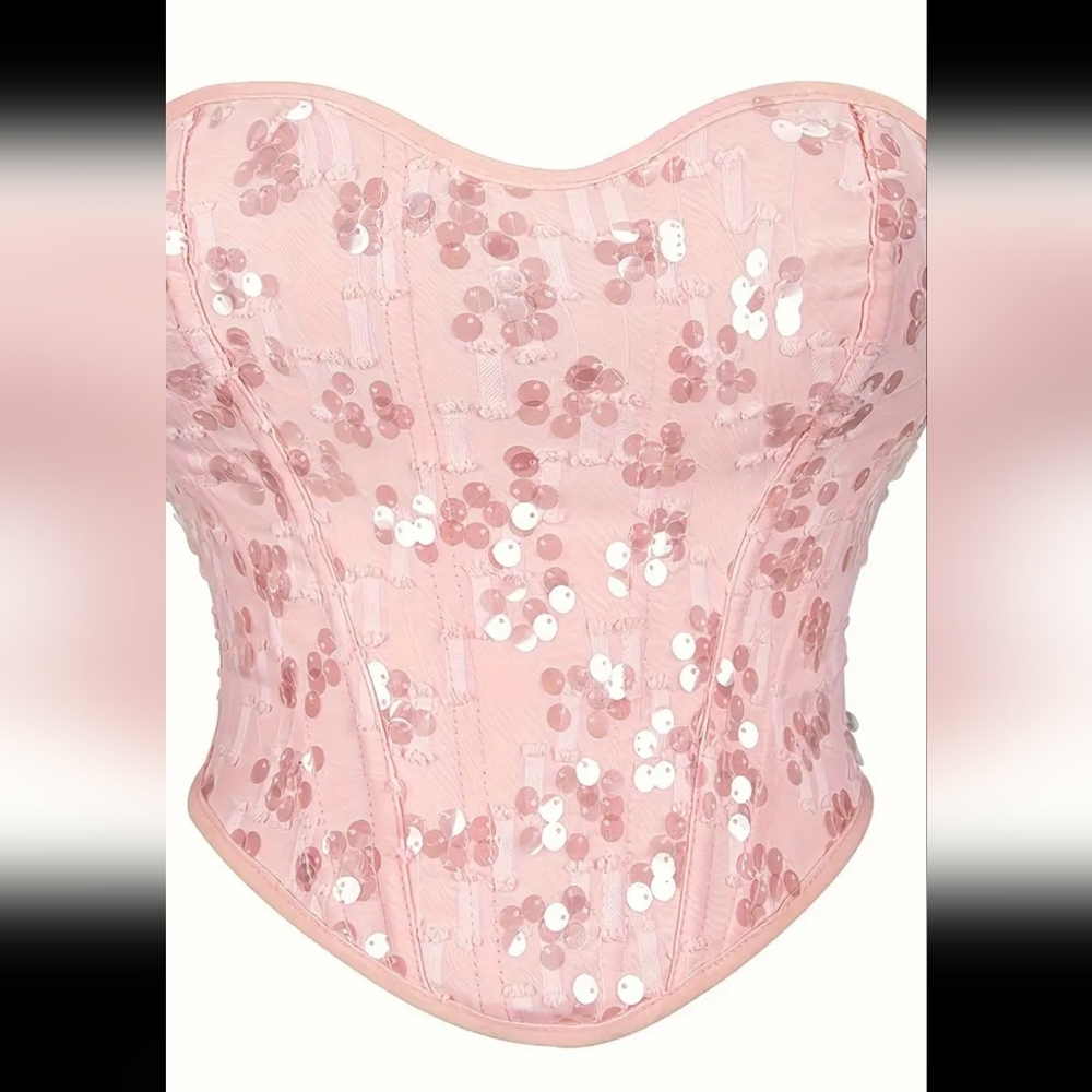 Corset Sequin Strappy Tube Top